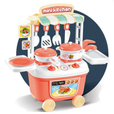 Magic Toys Gurulós Mini konyha szett barack színben konyhakészlet
