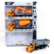 Magic Toys Hátrahúzós építési kamion szett 3db-os 1:48 autópálya és játékautó