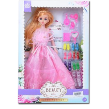Magic Toys Hercegnő baba rózsaszín ruhában kiegészítőkkel 30cm baba