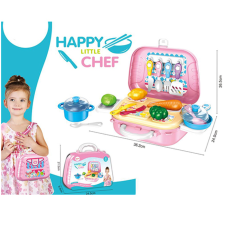 Magic Toys Hordozható pink játékkonyha készlet bőröndben 21db-os szett konyhakészlet