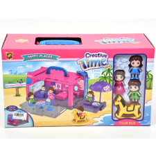 Magic Toys Hordozható turistabusz alakú szétnyitható játékszett kiegészítőkkel játékbaba felszerelés