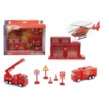 Magic Toys Nagy tűzoltóság játékszett járművekkel és épülettel autópálya és játékautó