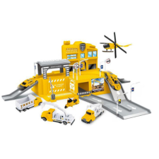 Magic Toys Parkolóház sárga teherautókkal autópálya és játékautó