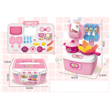 Magic Toys Pink hordozható 18db-os játékkonyha szett konyhakészlet