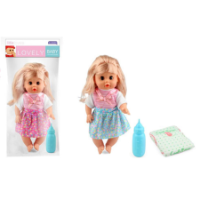 Magic Toys Pislő baba masnis ruhában kiegészítőkkel 30cm baba
