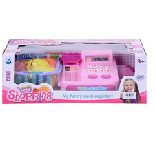 Magic Toys Rózsaszín elektronikus pénztárgép számoló funkcióval, áruval és bevásárlókosárral vásárlás