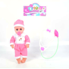 Magic Toys Rózsaszín ruhás baba sztetoszkóppal 31cm baba