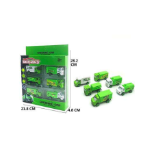 Magic Toys Szelektív hulladékgyűjtő fém kisautók 6db-os szett autópálya és játékautó