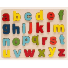 Magic Toys Színes fa formaillesztő puzzle ABC kisbetűkkel 26 db-os készlet puzzle, kirakós