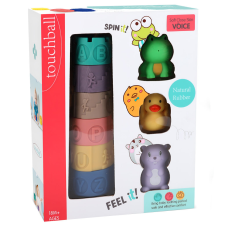Magic Toys Touchball: Puha tapintás fejlesztő 9 db-os toronyépítő játékszett állatfigurákkal készségfejlesztő