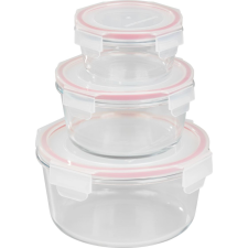 MagicHome , 3 db-os szett, üveg, kerek alakú, fedővel, 370/800/1500 ml papírárú, csomagoló és tárolóeszköz