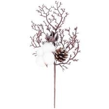  MagicHome karácsonyi ág, pamuttal és tobozzal, piros, 30 cm karácsonyi dekoráció