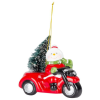  MagicHome karácsonyi dekoráció, Hóember autóban, LED, terrakotta, 12,5 x 6 x 11,8 cm