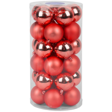 MagicHome karácsonyi gömbok, 30 db, 6 cm, piros, mix, karácsonyfára karácsonyfadísz