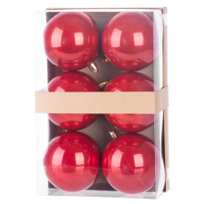 MagicHome karácsonyi gömbok, 6 db, piros, karácsonyfára, 8 cm karácsonyfadísz
