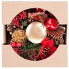  MagicHome karácsonyi gyertyatartó, fenyőágakkal és virággal, natúr, 15 cm
