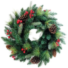  MagicHome karácsonyi koszorú, Berry, natúr, fenyőágakkal és tobozokkal, 45 cm