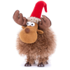  MagicHome karácsonyi szobor, Bozontos rénszarvas, barna, szövet 22 x 20 x 25 cm