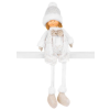  MagicHome karácsonyi szobor, Fiú fehér sapkában, hosszú lábakkal, fehér-arany, szövet, 15 x 10 x 45