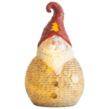 MagicHome karácsonyi szobor, kis gömbölyű Mikulás, LED, poligyanta, 19,5 cm karácsonyi dekoráció
