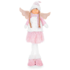 MagicHome MagicHome karácsonyi szobor, Angyalka rózsaszín szoknyával, szövet, rózsaszín-fehér, 29 x 13 x 59 cm