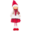 MagicHome MagicHome karácsonyi szobor, Lány piros sállal, szövet, piros-fehér 31 x 18 x 90 cm