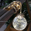 MagicHome Vianoce MagicHome karácsonyi Balldeco dekoráció, zsinóros gömb, 50 m meleg fehér LED, 3x AA, IP 20, belső, m