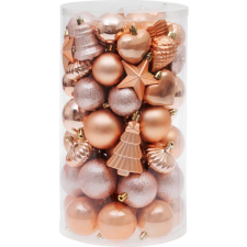 MagicHome Vianoce MagicHome karácsonyi gömb szett, 65 db, rózsaarany, mix, karácsonyfára karácsonyi dekoráció