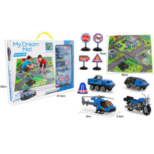MagicToys Játszószőnyeg renőrségi járművekkel és táblákkal játszószőnyeg