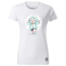 Magnolion Chibi lány esőben táncol v2 női póló - 19 szín, XS-2XL