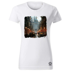 Magnolion Disztópikus cyberpunk Budapest v11 női póló - 19 szín, XS-2XL
