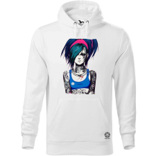 Magnolion Kék hajú tetovált punk lány férfi pulóver - 19 szín, S-5XL férfi pulóver, kardigán