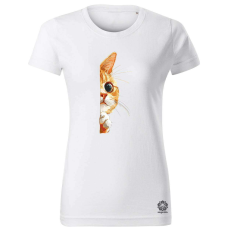 Magnolion Macska kukucskál v3 női póló - 19 szín, XS-2XL