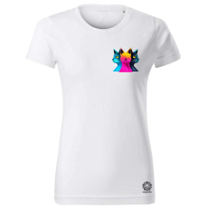 Magnolion Macska sziluett zseb női póló - 19 szín, XS-2XL