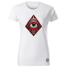 Magnolion Mindent látó szem matrica v2 női póló - 19 szín, XS-2XL