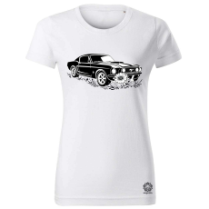 Magnolion Mustang és virágok rajz v1 női póló - 19 szín, XS-2XL