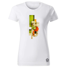Magnolion Narancs zöld absztrakt formák v2 női póló - 19 szín, XS-2XL