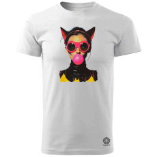 Magnolion Popart macskanő v8 férfi póló - 19 szín, S-3XL