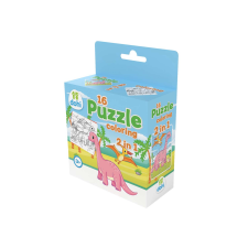 Magyar Gyártó 16 Darabos Színezős Puzzle 2 az 1-ben - Dínós puzzle, kirakós