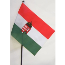  Magyarország zászló címerrel kicsi (30 x 45 cm) zászlórúdon dekoráció