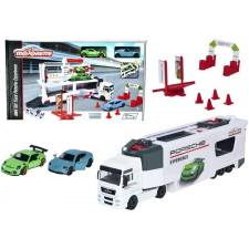 Majorette Man TGX átalakítható kamion Porsche Experience kisautókkal autópálya és játékautó