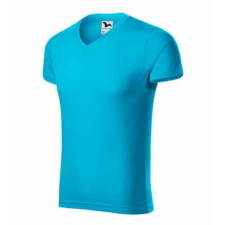 Malfini 146 Malfini Slim Fit V Nyakú férfi póló türkiz - 2XL munkaruha