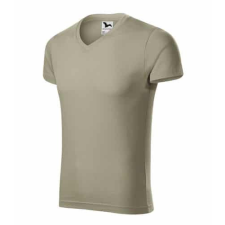 Malfini 146 Malfini Slim Fit V Nyakú férfi póló világos khaki - 2XL munkaruha