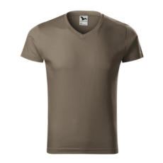 Malfini ADL146 SLIM FIT V-nyakú Férfi póló (army, M) Malfini