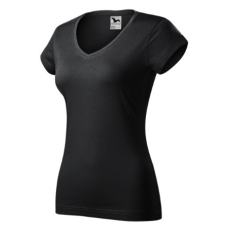 Malfini ADL162 FIT V-nyakú Női póló (ébenszürke, XXL) Malfini