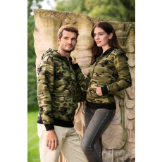 Malfini ADLC19 CAMO ZIPPER Cipzáros férfi pulóver (terepszín zöld, S) Malfini