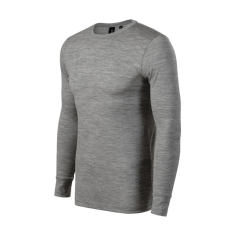 MALFINI Premium Merino Rise LS póló férfi sötétszürke melírozott XL