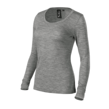 MALFINI Premium Merino Rise LS póló női sötétszürke melírozott L munkaruha