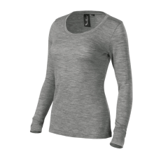 MALFINI Premium Merino Rise LS póló női sötétszürke melírozott M
