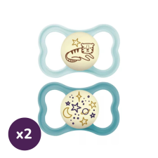 Mam Supreme Night világítós szilikon játszócumi 16 hó+, 2+2db (fiús) cumi